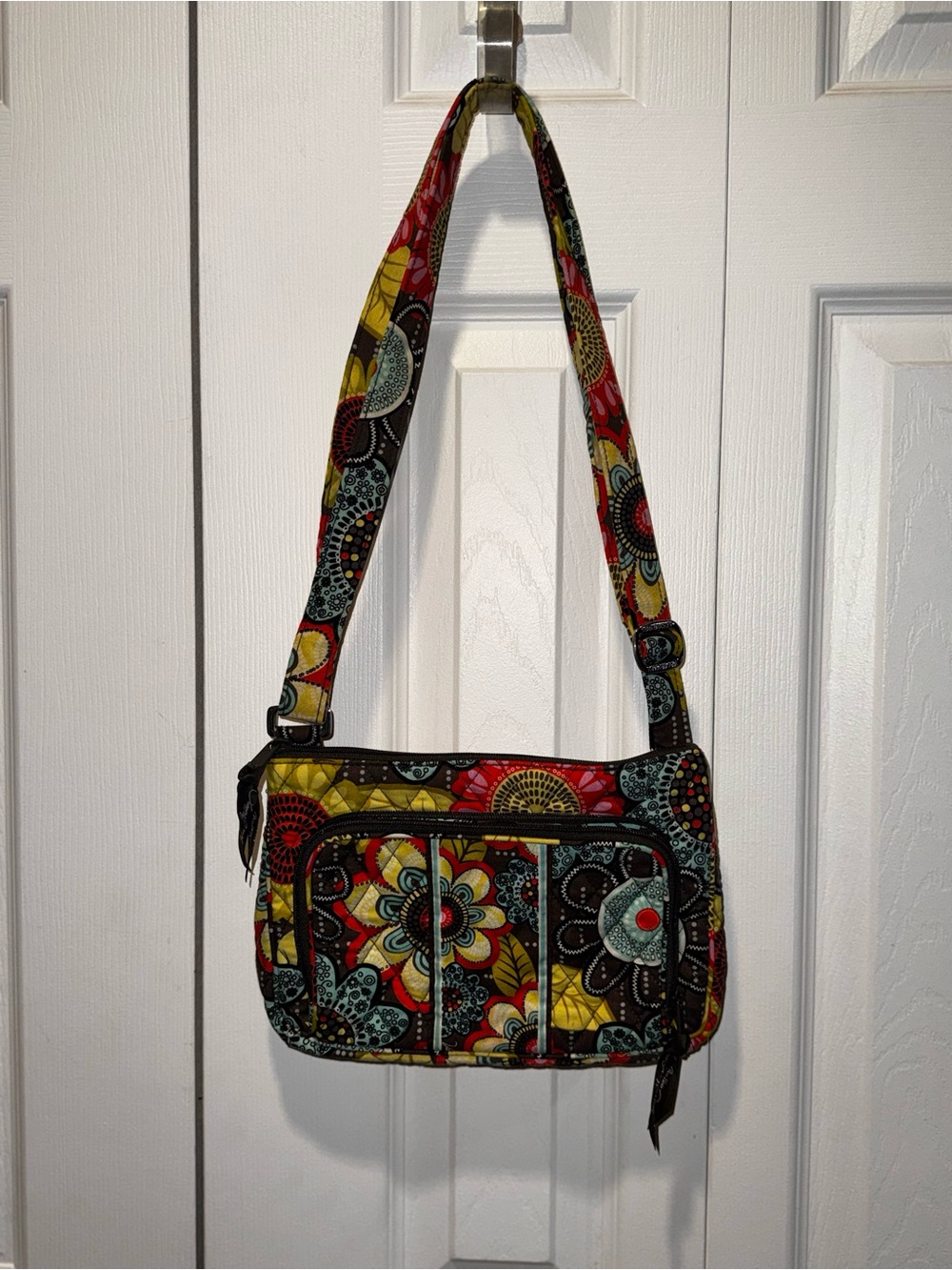 Vera Bradley "Flower Shower" Quilted Cotton Crossbody Hipster Bag Retired 2014